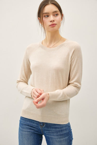ESSENTIAL WOOL BLEND RAGLAN SLEEVE FINE SWEATER