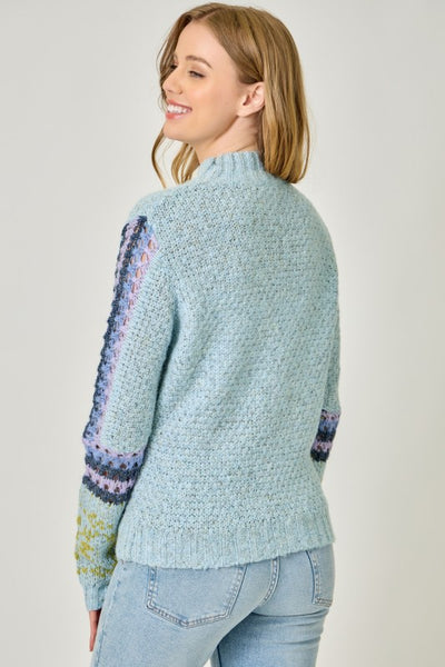 COOL WEATHER ESSENTIAL MOCK NECK FAIR ISLE CUFF SWEATER
