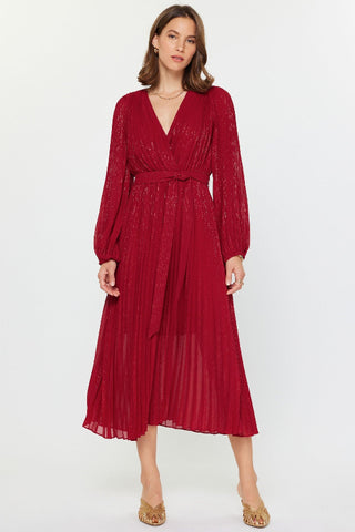 BEAUTIFUL, FESTIVE AND TIMELESS PLEATED V NECK DRESS