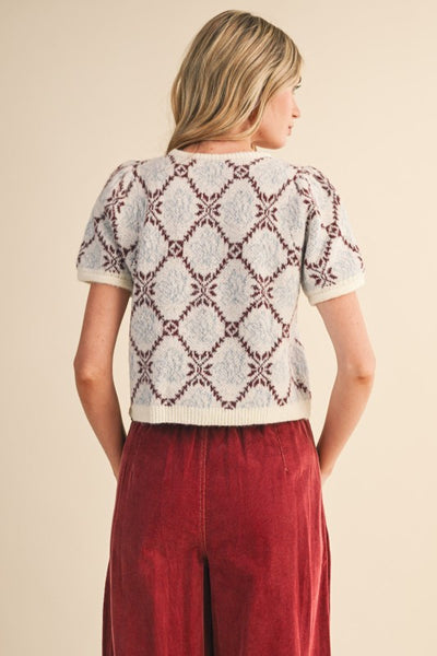 EFFORTLESSLY PRETTY FLORAL SHORT SLEEVE CARDIGAN