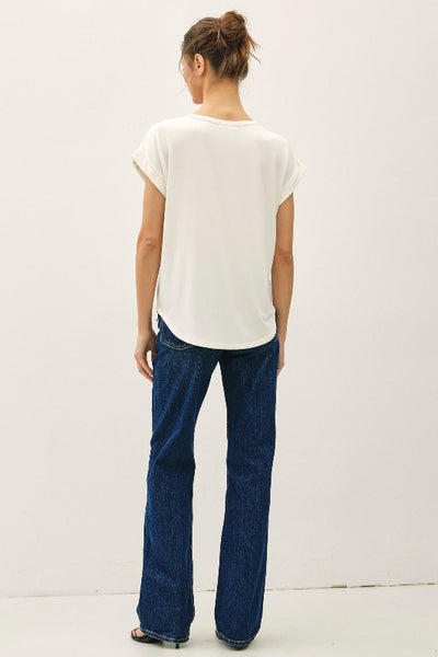  Be Cool off-white relaxed fit tee with dolman sleeves and cap sleeves