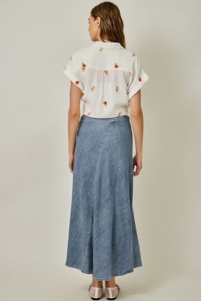 RELAXED-CHIC BIAS CUT DRAPING MIDI SKIRT