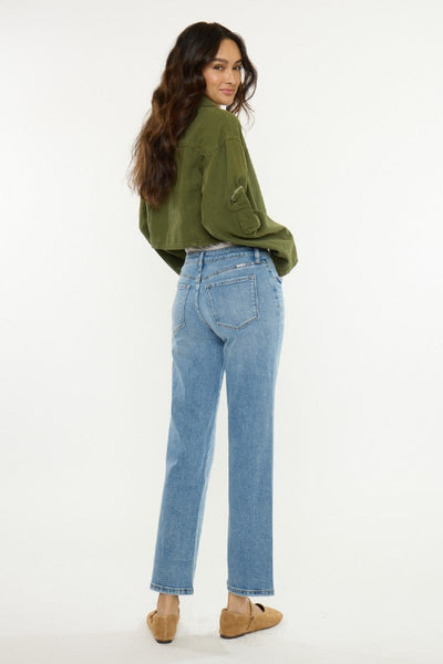 KAN CAN LOST MID RISE TRUE STRAIGHT DENIM- MEDIUM WASH