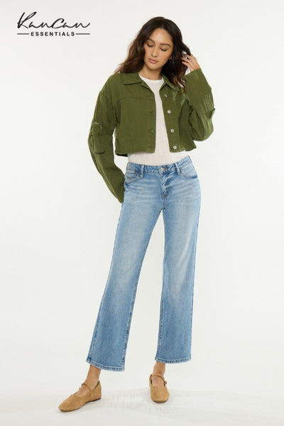 KAN CAN LOST MID RISE TRUE STRAIGHT DENIM- MEDIUM WASH
