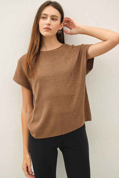 ULTRA-SOFT WOOL BLENDED CAP SLEEVE SWEATER TOP