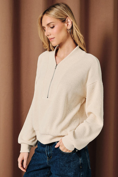 women's quarter zip ribbed pullover sweater
ribbed knit half zip sweater women
oversized quarter zip sweatshirt women
cream ribbed pullover top women
drop shoulder quarter zip knit top
casual ribbed zip neck sweater
women's cozy pullover quarter zip
neutral ribbed knit pullover women
sporty chic zip neck sweater
long sleeve ribbed zip pullover top