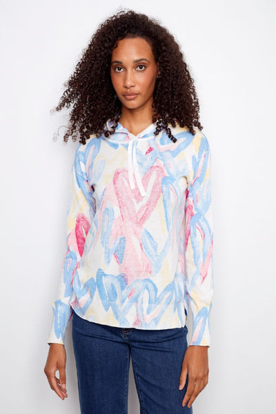 EFFORTLESS REVERSE PRINT LONG SLEEVE HOODIE SWEATER