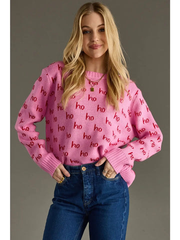 FESTIVE AND CHEERFUL HOLIDAY 'HO HO HO' GRAPHIC SWEATER