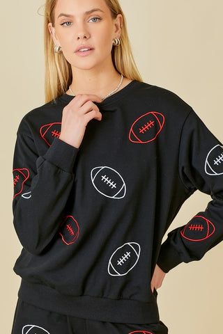 GAME DAY EMBROIDERED FOOTBALL SWEATSHIRT