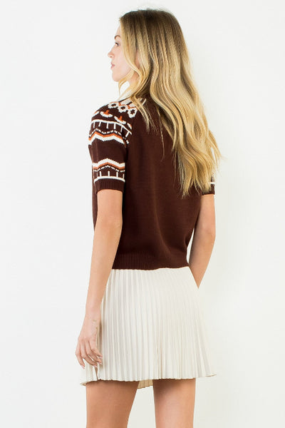 THML Fair Isle yoke knit sweater
women's brown Fair Isle pattern sweater
short sleeve Fair Isle sweater women
women's cropped pattern knit sweater brown
THML sweater women Cinnamon
women's autumn Fair Isle sweater
brown and cream yoke pattern sweater women
women's short sleeve knit sweater fall
Fair Isle cropped sweater women
women's viscose blend pattern sweater brown