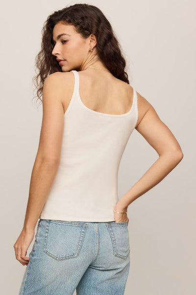 Z Supply scalloped tank, baby rib tank top women, scalloped hem tank top, spaghetti strap tank top, 100% cotton tank top, fitted tank top women, Sandstone tank top, bra friendly tank top, Z Supply ZT263200, neutral tank top women