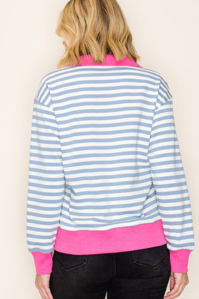 CASUAL AND POLISHED CONTRAST POLO STRIPED SHIRT