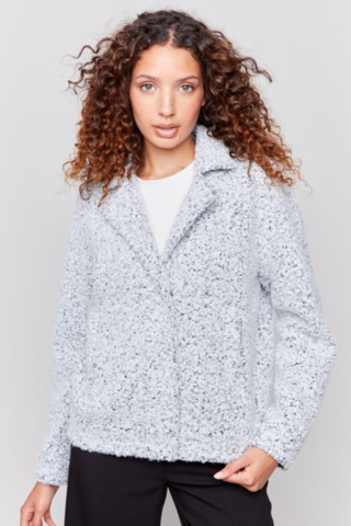 HEATHERED SHORT BOUCLE MOTO JACKET