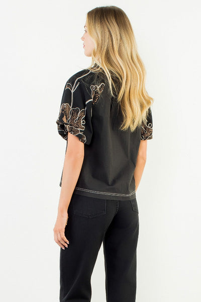 black floral embroidery puff sleeve top
women's embroidered woven blouse black
flutter sleeve embroidery top black
THML FTM3464 black top
split neckline embroidered blouse
black boho embroidery top women
cotton nylon woven embroidered blouse
black flutter sleeve top with gold embroidery
resort wear embroidered top black
artisan embroidery woven blouse women