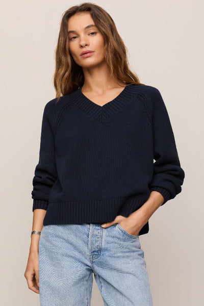 Z Supply Stratton V-neck sweater
navy V-neck cotton sweater women
women's long sleeve V-neck knit sweater
100% cotton navy sweater women
Z Supply navy knit sweater
open stitch raglan sweater women
women's classic navy pullover sweater
Sienna yarn cotton V-neck sweater
boutique women's navy knit top
relaxed fit V-neck sweater women