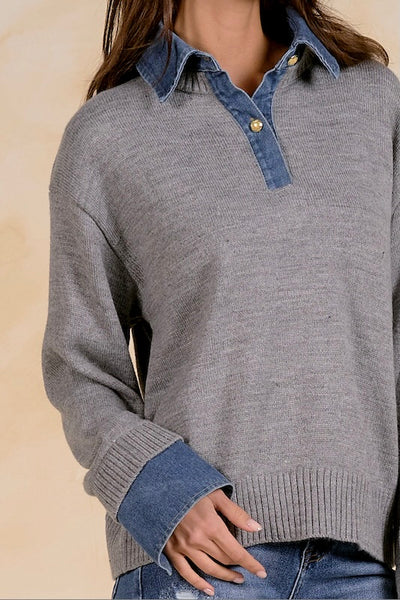 Elan denim collar sweater women
gold button pullover sweater women
denim collar knit sweater heather grey
mixed media sweater women
quarter button denim collar sweater
oversized grey pullover sweater women
Elan women's sweater grey
faux layered denim collar sweater
acrylic wool blend pullover women
denim detail knit sweater women