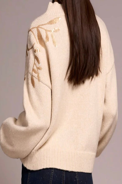 EFFORTLESSLY REFINED SEQUIN MOCK NECK SWEATER
