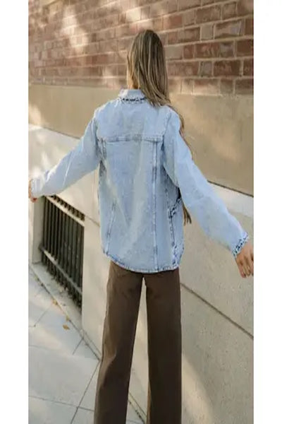 EFFORTLESS AND WHIMSICAL SOLANA DENIM JACKET -LIGHT WASH