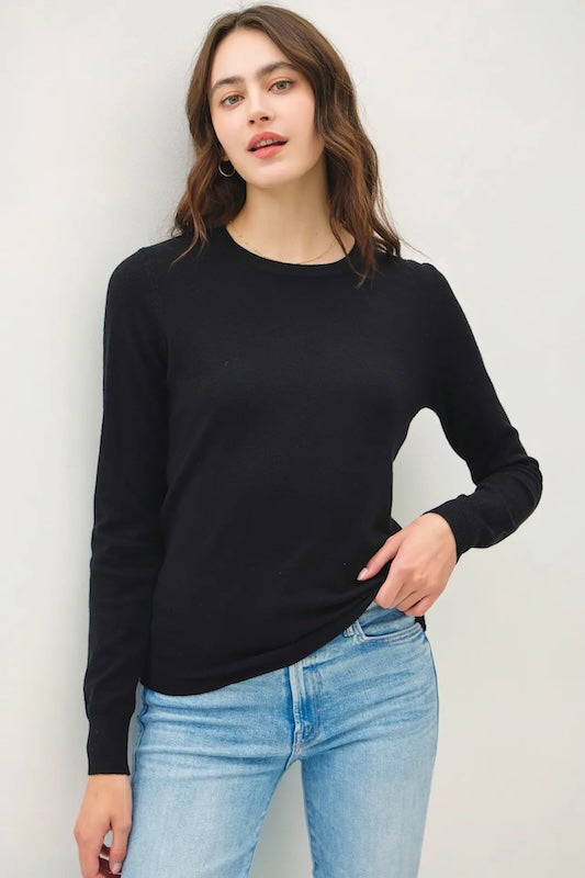 TIMELESS COLOR-VISCOSE CREW NECK SOFT KNIT SWEATER