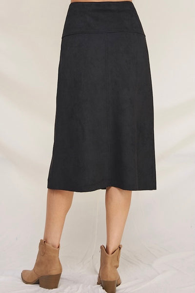 SOPHISTICATED AND CHIC SOFT MICROSUEDE MIDI SKIRT