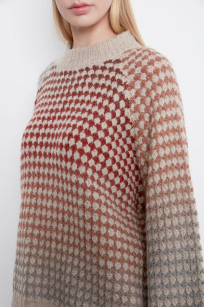 Charlie B mock neck knit sweater
multicolor checkerboard knit sweater women
ombré knit sweater boho style
women's 3/4 sleeve mock neck sweater
cranberry beige checkerboard sweater
Charlie B multicolor knitwear
relaxed boxy knit sweater women
warm tone checkerboard knit top
textured knit mock neck pullover
women's artisan knit sweater fall
