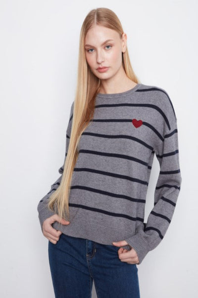 Charlie B striped sweater with heart
women's Breton stripe crew neck sweater
embroidered heart sweater women
grey navy stripe sweater women
Charlie B sweater women's fashion
women's drop shoulder stripe knit sweater
Parisian stripe sweater women
women's crew neck plush sweater grey
heart embroidery sweater women
women's soft stripe long sleeve sweater