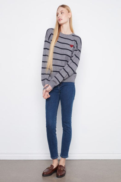Charlie B striped sweater with heart
women's Breton stripe crew neck sweater
embroidered heart sweater women
grey navy stripe sweater women
Charlie B sweater women's fashion
women's drop shoulder stripe knit sweater
Parisian stripe sweater women
women's crew neck plush sweater grey
heart embroidery sweater women
women's soft stripe long sleeve sweater