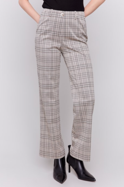 PULL ON PDR PLAID ANKLE FLARE PANT