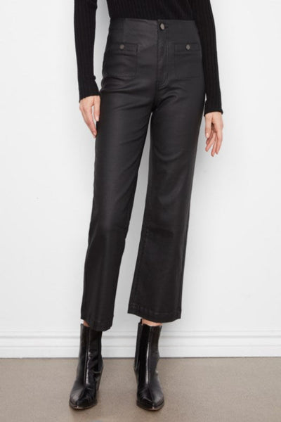 CHARLIE B CROPPED WAX TWILL FLARE PANTS