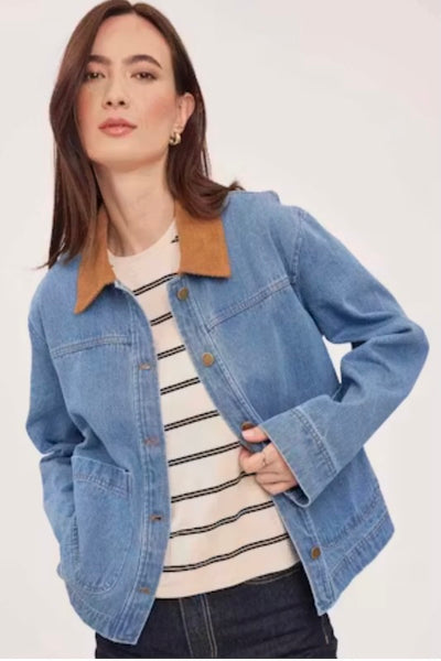Gentle Fawn Connor Jacket
Gentle Fawn denim jacket women
light wash denim jacket women boutique
heavy denim jacket corduroy collar
women's oversized denim jacket
100% cotton denim jacket women
contrast collar denim jacket
boyfriend denim jacket light wash
Gentle Fawn GF2607-5269
women's snap button denim jacket