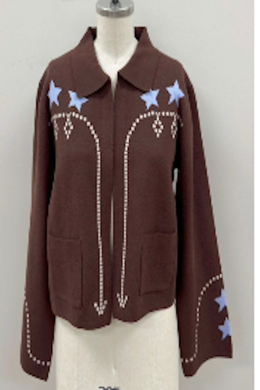 WHIMSICAL KNITTED STAR DETAIL CARDIGAN
