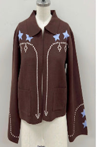 WHIMSICAL KNITTED STAR DETAIL CARDIGAN