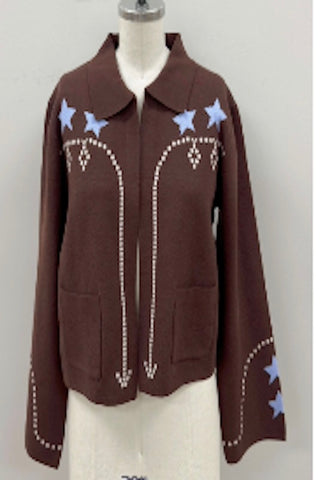 WHIMSICAL KNITTED STAR DETAIL CARDIGAN