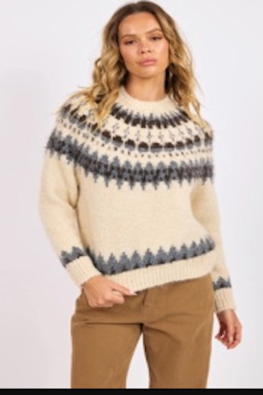 TIMELESS AND BEAUTIFUL MONTANA SKY FAIR ISLE SWEATER