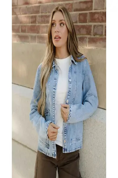 EFFORTLESS AND WHIMSICAL SOLANA DENIM JACKET -LIGHT WASH
