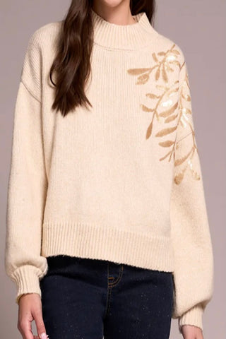 EFFORTLESSLY REFINED SEQUIN MOCK NECK SWEATER