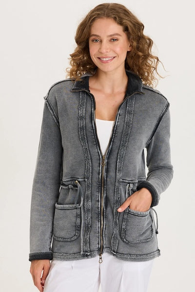 ELEVATED CASUAL LEMONT CINCH-WAIST UTILITY FLEECE JACKET