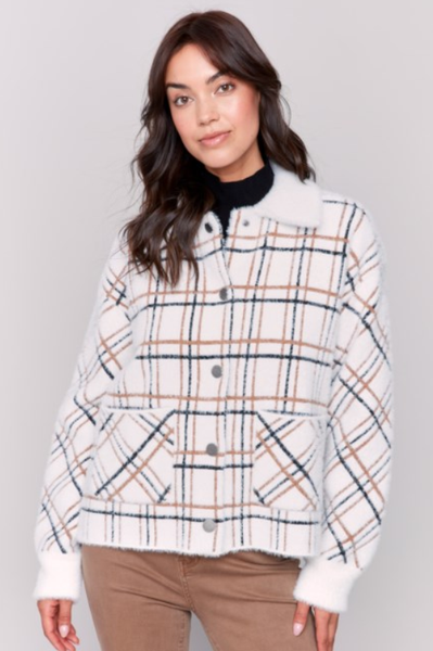 SHORT PLAID KNIT JACKET