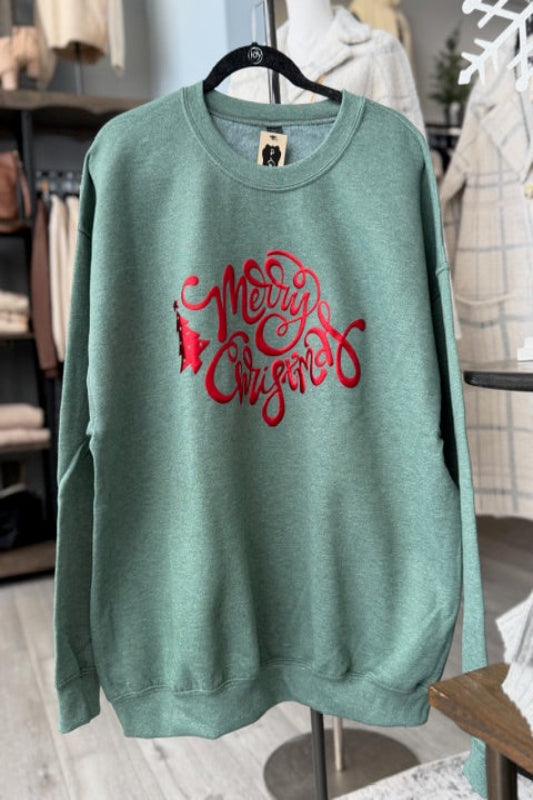 COZY MERRY CHRISTMAS VINTAGE GREEN SWEATSHIRT