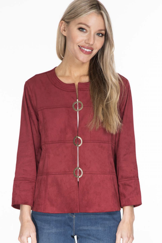 BEAUTIFUL SOLID FAUX SUEDE PANELED JACKET