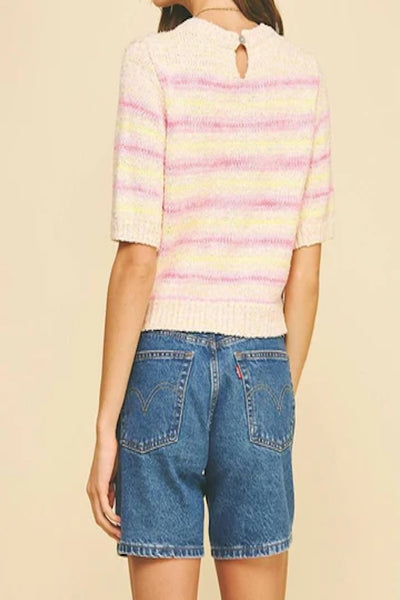 COLORFUL AND CUTE MULTICOLOR SHORT SLEEVE KNIT SWEATER