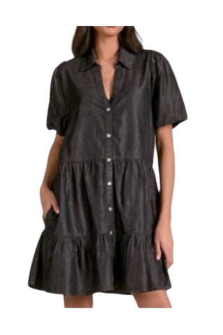 MODERN ELEGANCE ELAN DARK GRAY WASH SHIRT DRESS