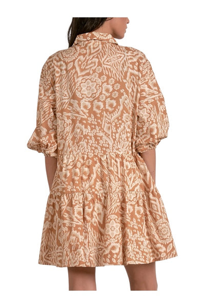 CHARMING ELAN ACORN PRINT TIERED DRESS