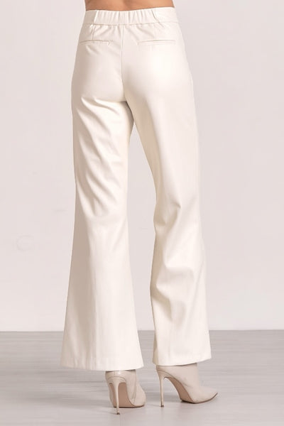 SOFT AND FLATTERING ELAN CREAM FAUX LEATHER  PANTS