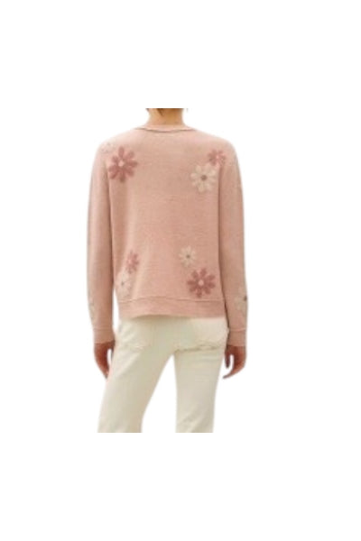 ELEGANT AND WHIMSY FLORAL ACCENT WOOL BLEND SWEATER