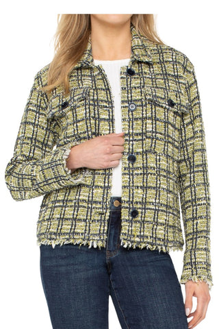 LIVERPOOL BOUCLE MIX FRAY EDGED CARGO JACKET