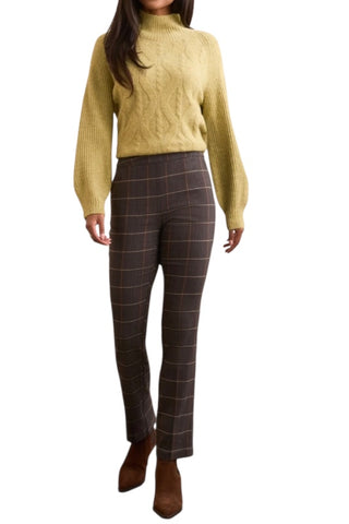 TRIBAL BENGALINE STRETCH PLAID PULL-ON PANT - BLACK