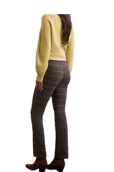 TRIBAL BENGALINE STRETCH PLAID PULL-ON PANT - BLACK