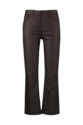 KELSEY HIGH RISE ANKLE FLARE WITH RAW HEM- CHOCOLATE