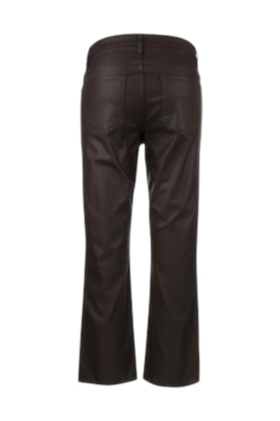 KELSEY HIGH RISE ANKLE FLARE WITH RAW HEM- CHOCOLATE